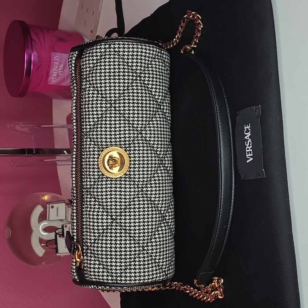 RARE Versace Quilted Houndstooth Barrel Bag!